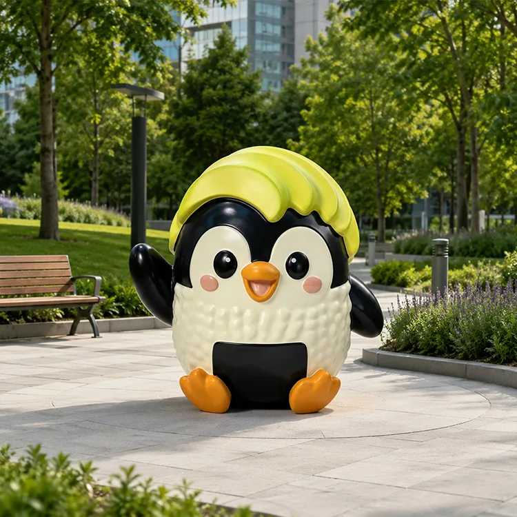 귀여운 FRP 펭귄 조각품