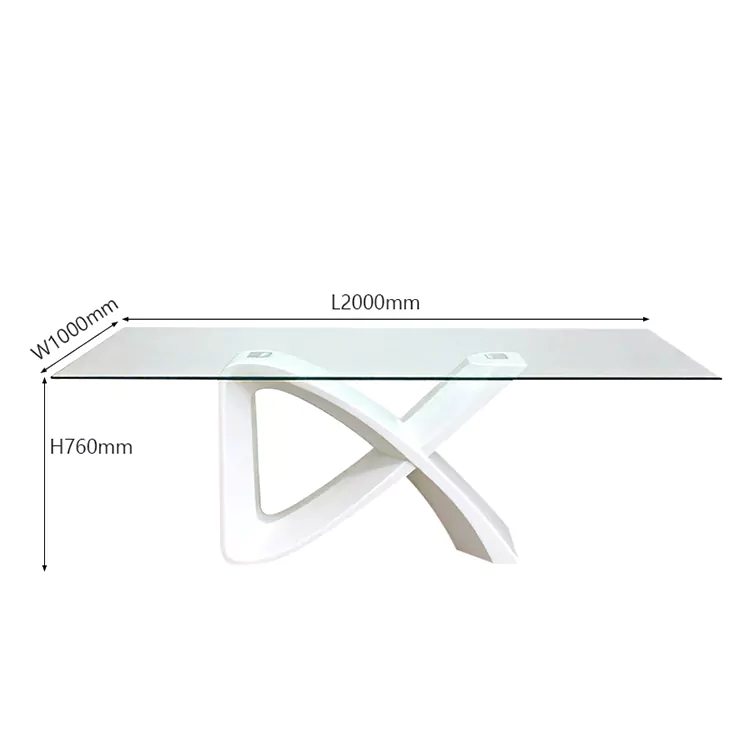 Modern Glass Patio Table with GRP Curved X Base