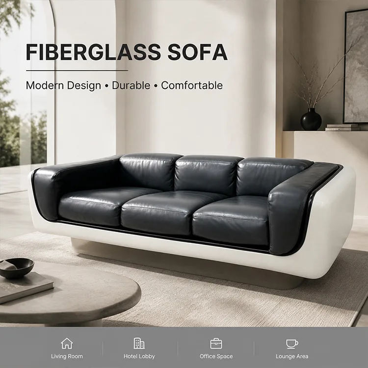 Commercial Fiberglass Leather Sofa