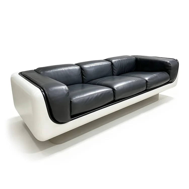 Commercial Fiberglass Leather Sofa