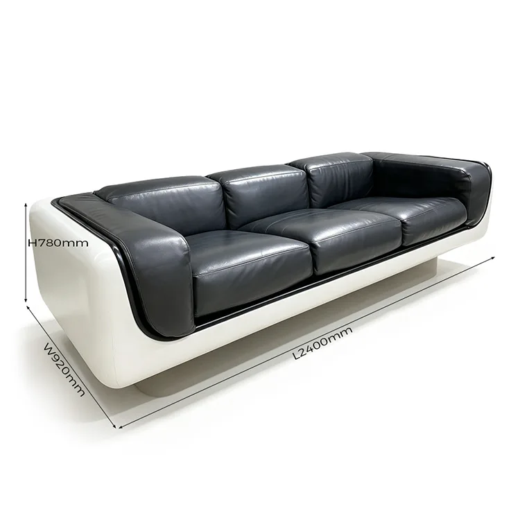 Commercial Fiberglass Leather Sofa