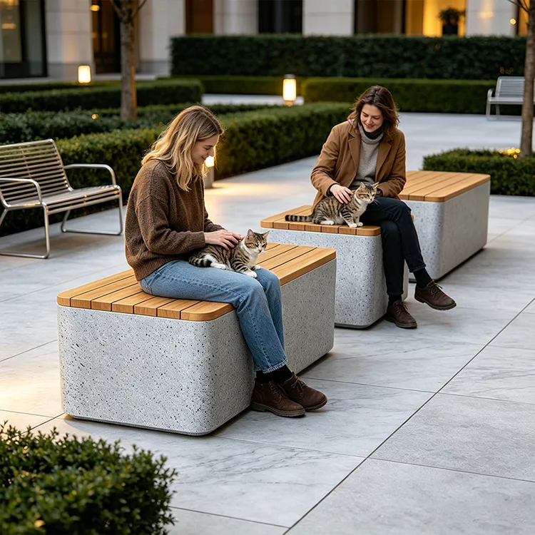 Commercial FRP Terrazzo Cube Bench