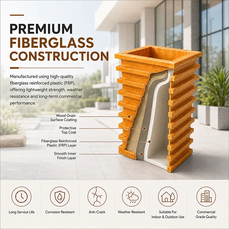 Fiberglass Wood Grain Planter